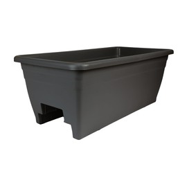 The HC Companies Deck Railing Planter Box w/Removable Drain Plugs - Lightweight & Weatherproof Plastic Flower Box - Balcony Planters for Railing and Fence (24”, Black)