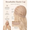 Light Blonde Long Wavy Wig with Bangs for Women Synthetic