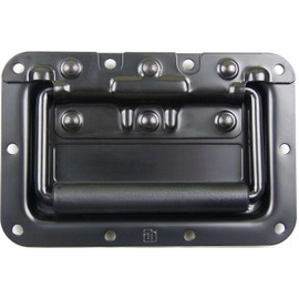 Adam Hall Hardware 34082 BLK Folding Handle Medium Spring-Loaded in Installation Tray Black Powder Coated 8 mm Deep