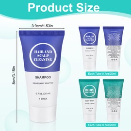 RSQAZQ Travel Size Shampoo and Body Wash Set, Small Trial Hair Shampoo Sample Shower Gel Kit Mini Toiletries Amenities Set for Men and Women, Cleansing for Hotel/Vacation/Homeless 0.7 oz/20 ml (200 Pack)