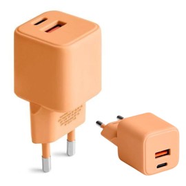 FOREVER Colorum Charger USB-A USB-C 30 W Peach Fluff - Quick Charge Function and Power Delivery Technology - USB Charger with Fireproof Housing and GaN Technology - Quick Charger USB C USB A