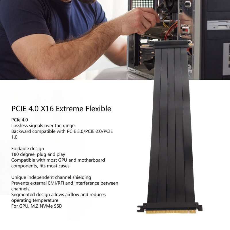 PCIE 4.0 X16 Extreme Flexible 180 Degree High Speed GPU