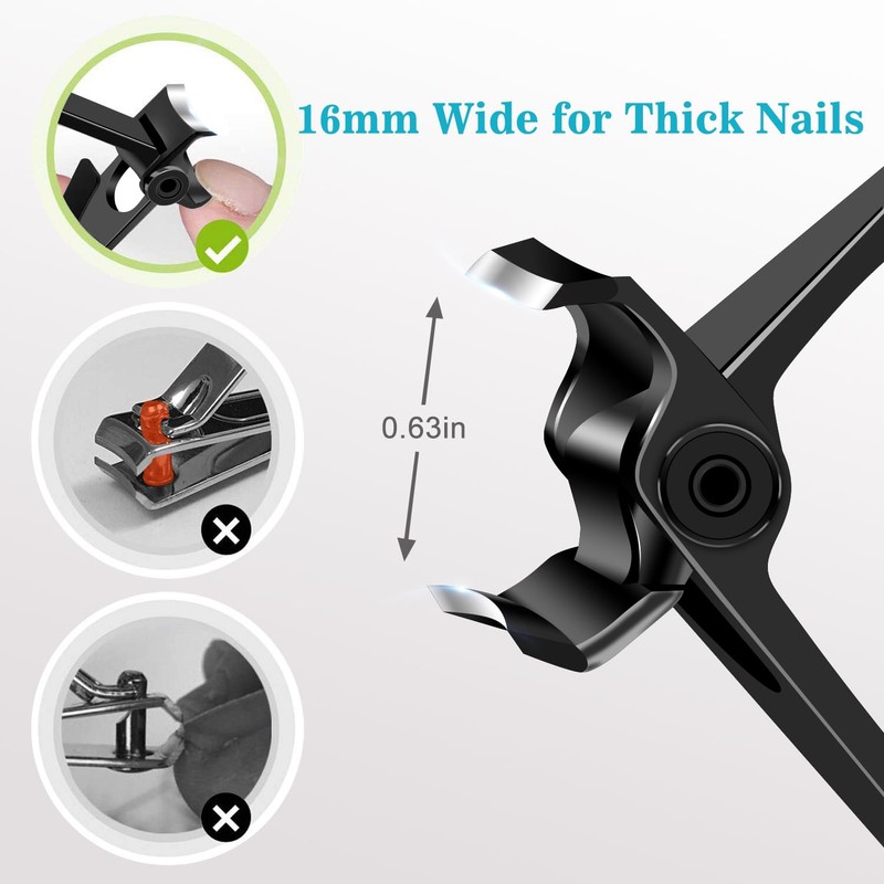 DRMODE Nail Clippers for Men Thick Nails - 16mm Wide