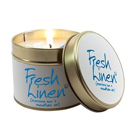 Lily-Flame Fresh Linen Tin, White, 7.7cm l x 7.7cm w x 6.6cm h