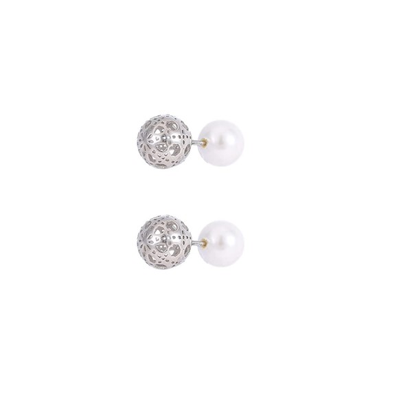 Hollow Ball Front Back Helix Stud Earrings for Women Teen