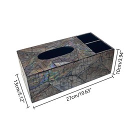 i-lan Mother of Pearl Paper Rectangular Vanity Tissue Box Holder,10 Inch Decorative Capiz Shells Tissue Box Cover with Slider,Bone Inlay Decorative Facial Tissue Box for Night Stand Table,Living Room