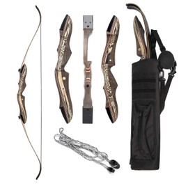JEKOSEN Eagle Eye Wooden Takedown Archery Recurve Bow 62" Hunting Bow- Include Back Arrows Quiver Bag and Bow Stringer Tool Right & Left Hand 25-55LBS Draw Weight