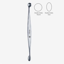 Norralco 6 Volkman Bone Curettes, 5", Double Ended, Oval Cup, 6 x 10mm &Round Cup 10mm