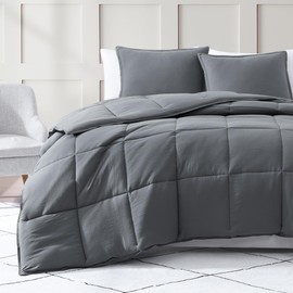 Casa Platino Comforter Queen Bed Set- Cozy Queen Comforter Set - Ultra Soft & Breathable Pre-Washed 100% Hydro-Brushed Queen Bedding Sets - Super Soft & Cozy Bedding Comforter Set Queen Size- Charocal