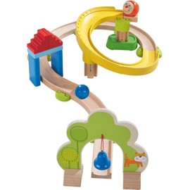 HABA Kullerbu Spiral Track - 26 Piece Wood & Plastic Ball Track Set with Crazy Curves & Bell Age 2+