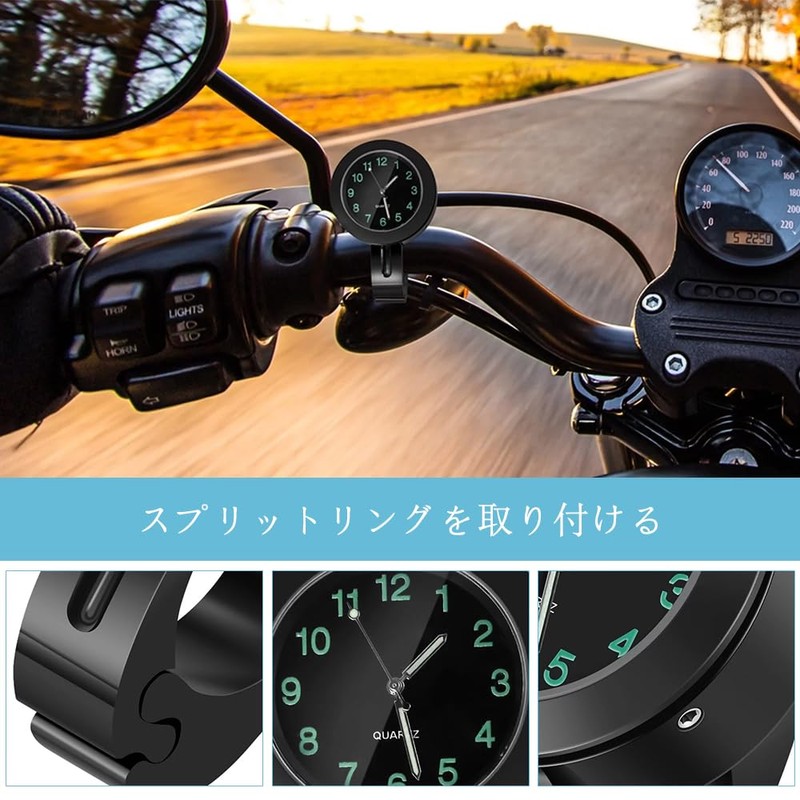 Motorcycle Handlebar Clock Bike Handlebar Mount Clock 7/8" Universal Waterproof