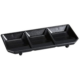 J-Kitchens Three Types of Sauce Plate, Black Tataki, Made in Japan