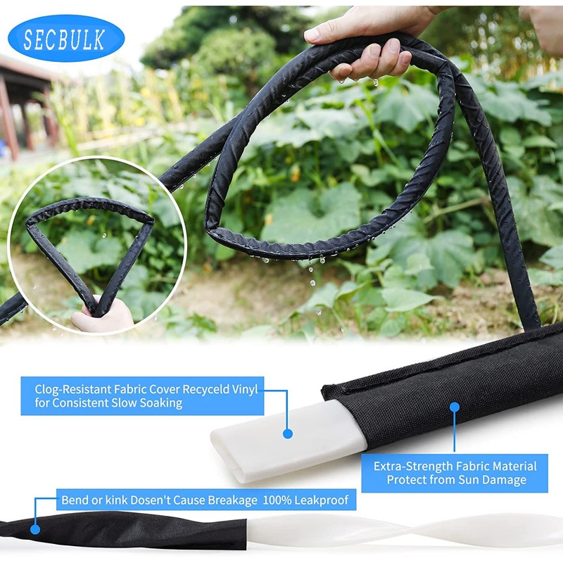 Secbulk 2025 Flat Soaker Hose 50 ft for Garden, 50'
