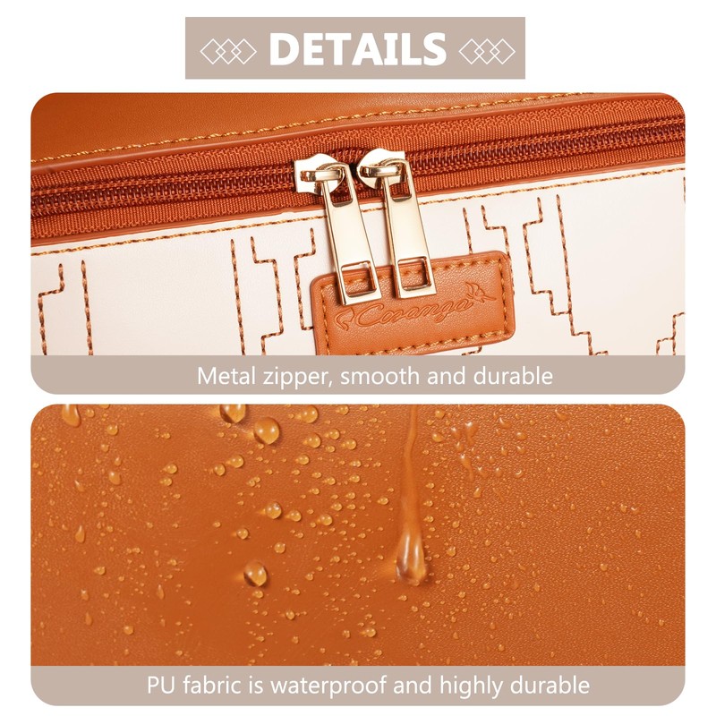 Premium PU Leather Waterproof Makeup Organizer Bag with Dividers,Handle, and