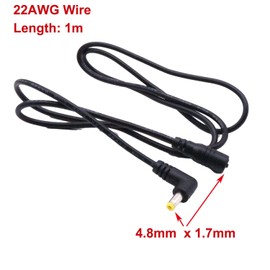 UpperFu 2pcs 4.8mm x 1.7mm Female to 4.8mm x 1.7mm Male Plug Right Angle Extension Cable DC Power Adapter Connector Cable 1 Meters