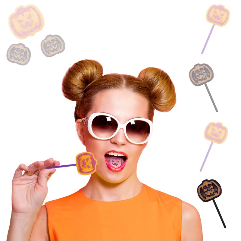 Fruidles Orange & Grape Pumpkin Tattoo Lollipop Suckers Candy, Great