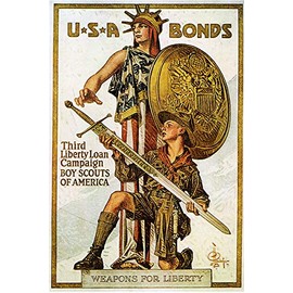 USA Bonds Boy Scouts of America Vintage World War One WW1 WWI USA Military Propaganda Poster CANVAS Print