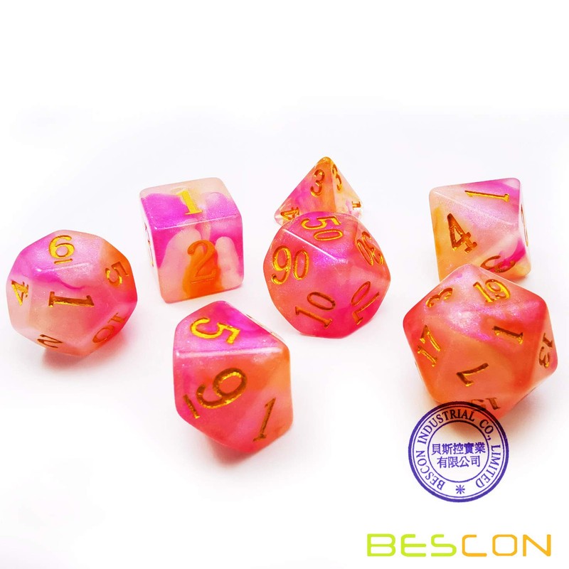 Bescon Magical Stone Dice Set Series, 7pcs Polyhedral RPG Dice