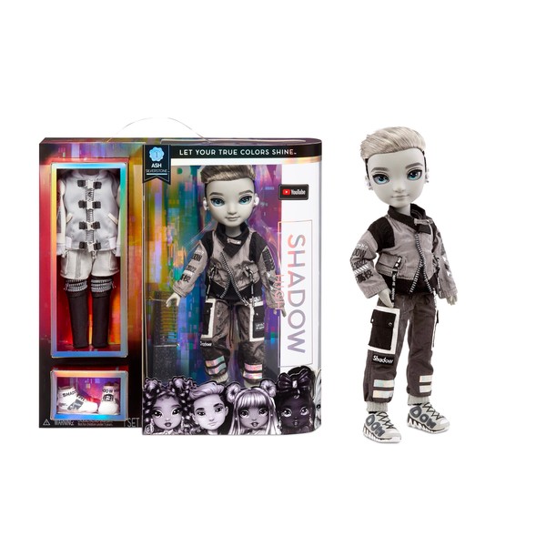 Rainbow High Shadow Series 1 Ash Silverstone- Greyscale Boy Fashion Doll. 2 Silver Designer Outfits to Mix & Match with Accessories, Great Gift, Multicolor, 583578EUC