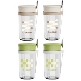 4 Pack Overnight Oats Jars,17oz Glass Canning Mason Jars with Airtight Lid and Spoon,Reusable Leakproof Overnight Oats Containers for Chia Pudding,Cereal,Fruit,Milk,Salad,Yogurt Meal Prep(Green White)