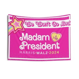 Madam President Tapestry, Kamala Harris and Tim Walz Tapestry , Were not going Tapestry, Harris Walz Tapestry, Kamala Tapestry - Size: 68" × 80"