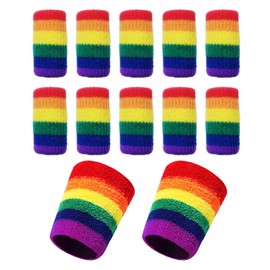 USHXVG 10 Pieces Rainbow Finger Guards, 2 Pieces Rainbow Wristbands, Finger Support Guards, Finger Protectors, Knuckle Protectors, Basketball Finger Guards, Finger Accessories