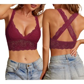 SHEKINI Women's Triangular Embroidered Lace Bras Non-Closure Bralette