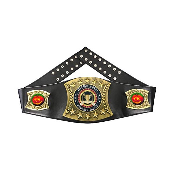 Express Medals Custom Halloween Pumpkin Trophy Personalized Championship Leather Belt