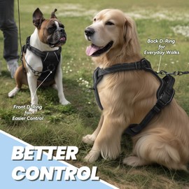 VIVAGLORY Dog Harness Easefit No Pull Dog Harness with Front Clip & Handle for Lifting Training, Adjustable Padded No-Pull Anti Pull Easy On for Puppy & Pet, S, Black