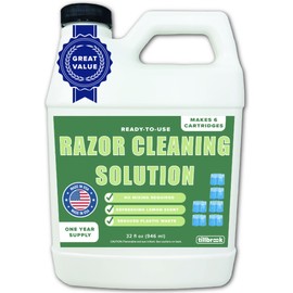 Tillbrook Electric Razor Cleaner - 1 YEAR SUPPLY - 32 oz Shaver Cleaning Solution - Easy Refill for Braun Clean and Renew Cartridges - Ready to Use Formula for Electric Shavers