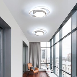 Goeco Ceiling Light White Colour, 32 W 2350 LM Modern LED Ceiling Light Round, LED Ceiling Light for Bedroom, Bathroom, Kitchen, Aisle, Balcony, 6500 K Cool White Light