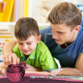 DUOCIYUAN 3D Printed Dragon in Egg, Full Articulated Crystal Dragon with Egg 3D Printed Fidget Toy Gifts for Kids and Adults for Christmas, Easter, Birthdays, Fun Desk Décor (Black Red)