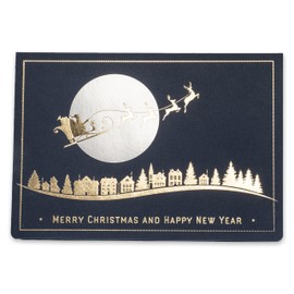 ART NUVO - Exclusive Christmas Cards - Set of 10 Identical Cards, 120 x 170 mm, Gold Plated and Embossed Christmas Motifs - Made from Decorative, Coloured Paper with Inserts and Envelopes