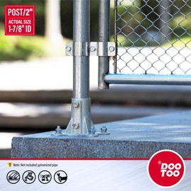 DooToo Chain Link Fence Post Flange - 2" Heavy Duty Round Post Base Bracket (2-Pack) Fits 1-7/8" Outer Diameter Fence/Mailbox/Flag Posts - Floor Mount Flange Kit