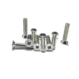 M6 (6mm x 12mm Incl Head) Pozi Countersunk Machine Screws - A2 Grade Stainless Steel (Pack of 20)