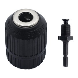 Cionyce 1/2" Quick Change Keyless Drill Chuck Adapter 2.0-13mm, 1/4-Inch Hex Shank Keyless Drill Chuck Converter High Clamping Capacity, Smooth Conversion Tool