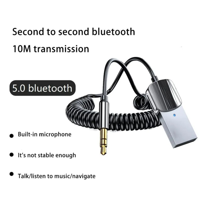 Receptor Usb Bluetooth 5.1 Para El Coche Con Toma Aux