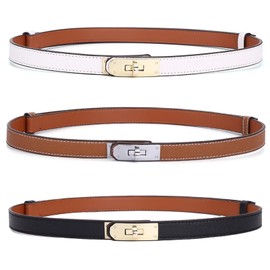 Erhuoxz Thin Belts for Women,Turn-Lock Buckle -Adjustable Leather Skinny Waist Belts for Jeans/Dress