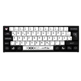 JSJT German Keycaps XDA Profile Black and White Keycaps 129 Keys Theme Keycaps PBT Keycaps for ANSI/ISO Layout Cherry MX Switch Mechanical Keyboards