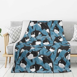 Killer Whale Throw Blanket, 320gsm Kids Blanket Fluffy Cozy Soft Warm Plush Lightweight Decorative Blanket Gifts for Boys Girls Women Men Baby, Blankets Quilt for Bed Sofa Chair Couch (60"x50")