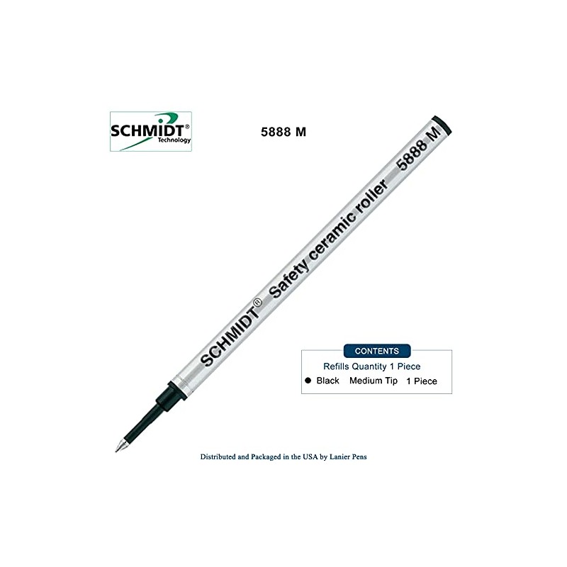 Schmidt 5888 Black Medium Rollerball Metal Refill