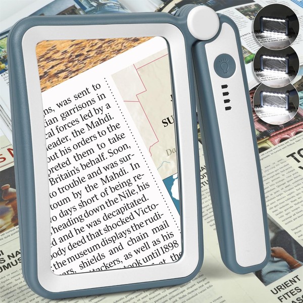 Magnifying Glass for Reading, Rechargeable 5X Large Page Magnifier with