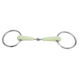 Ring Snaffle Bit, Apple Flavor Stainless Steel Horse Mouth Bit, Professional Single Jointed Loose Ring Snaffle, Rubber Wrapped Comfort Snaffle Bit for Horses Training, Riding