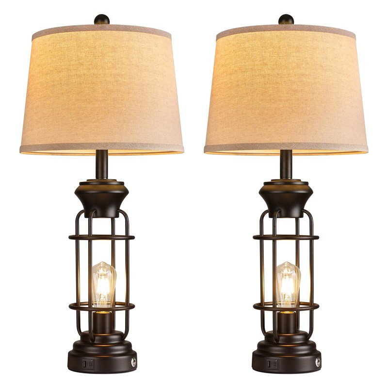 Reaketon Table Lamp Set of 2 with USB Ports, 28"