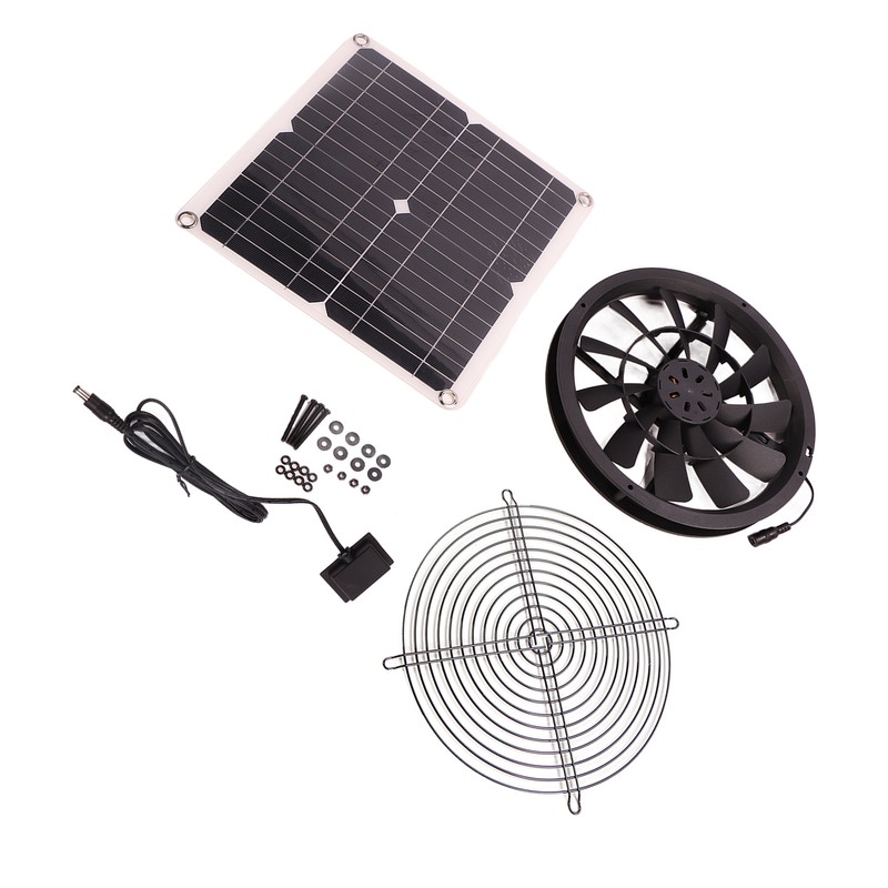 18V 12W Solar Exhaust Fan Kit Waterproof DC Brushless Round