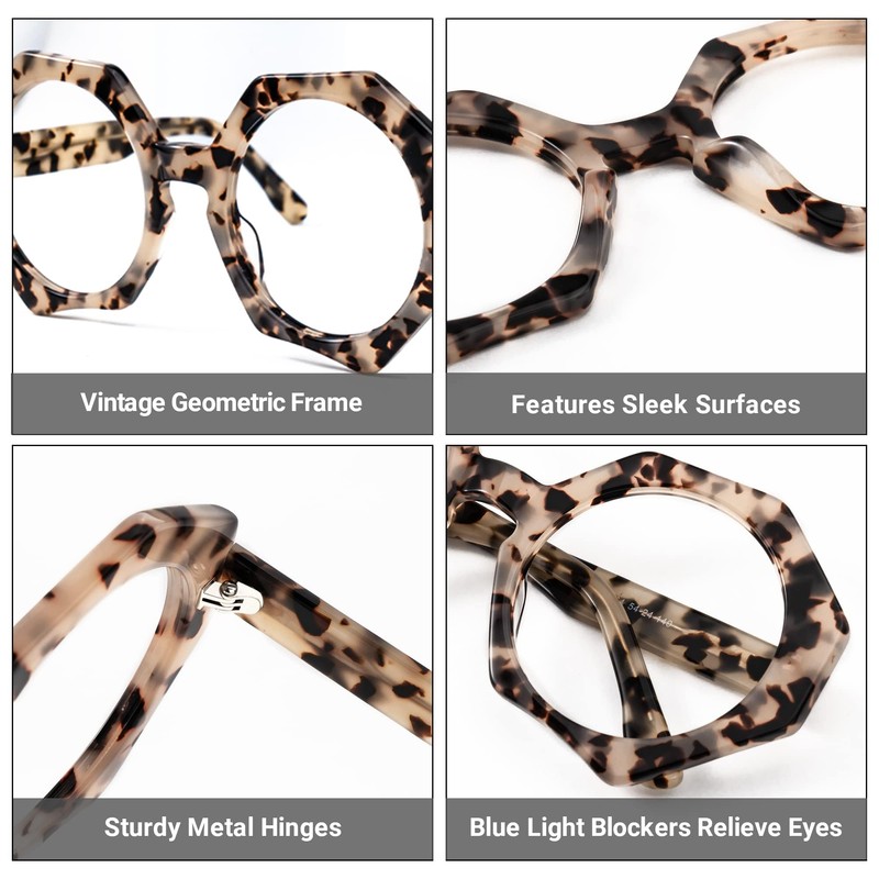 Zeelool Readers Thick Oversized Geometric Reading Eyeglasses for Women with