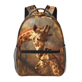 Ti Caldi Giraffe Family Backpack for Women Girls School Laptop College Tender Animal Backpacks for Gifts Travel Hiking Work Camping, Polyester Lightweight Aesthetic Bookbag Back Pack