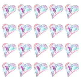 MECCANIXITY 20 Pcs 3D Heart AB Blue Nail Rhinestones 12x13mm K9 Glass Crystal Rhinestones Pointed Back Crooked Heart Gems for Nail Charm Art DIY Decoration Craft