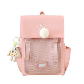 ZJYJING ITA Bag Backpack for Kids Pin Display Backpack Cute School Bookbag for Girls Teen (Pink)