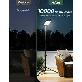 KIALUSH 10000lm Dimmable Rechargeable Work Light, 15000mAh Detachable Camping Work Light 72'' Telescopic with 2 Separate Lights, 2 Charge Ways Type C & Solar Powered